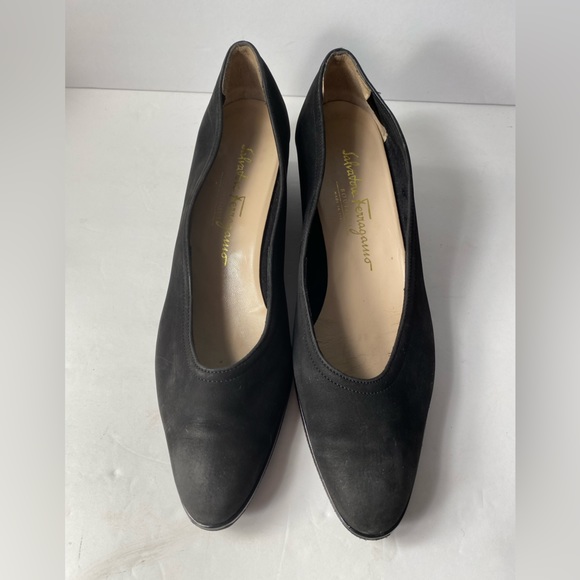 Vintage Salvatore ferragamo wedge pumps heels black 8 AAAA fits 7.5-8 - Picture 4 of 9